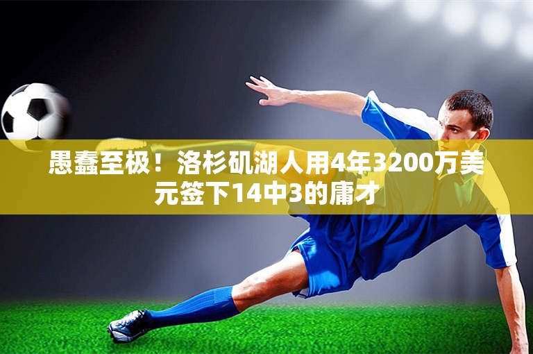 愚蠢至极！洛杉矶湖人用4年3200万美元签下14中3的庸才