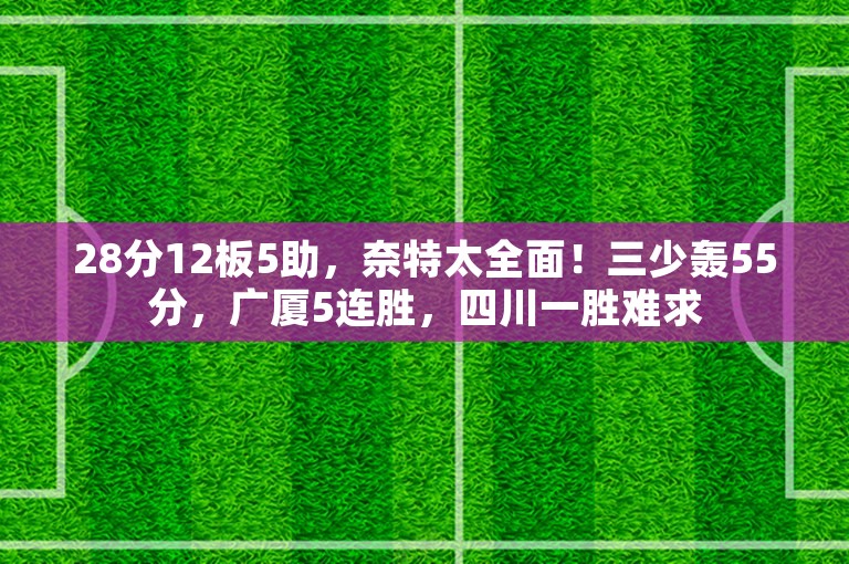 28分12板5助，奈特太全面！三少轰55分，广厦5连胜，四川一胜难求