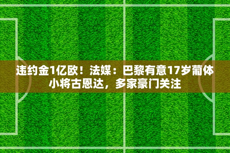 违约金1亿欧！法媒：巴黎有意17岁葡体小将古恩达，多家豪门关注