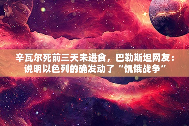 辛瓦尔死前三天未进食，巴勒斯坦网友：说明以色列的确发动了“饥饿战争”