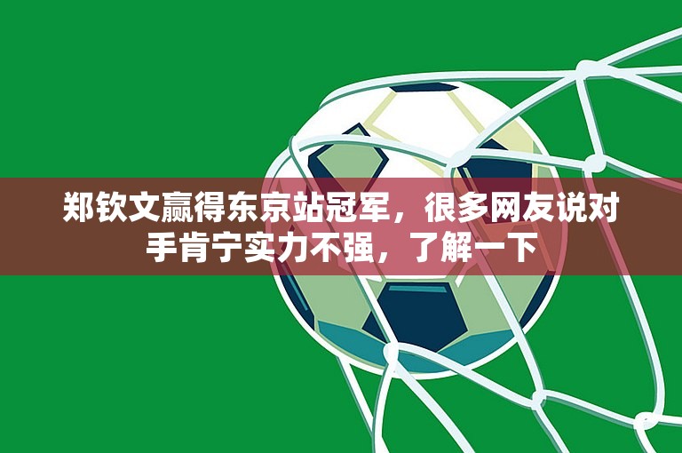 郑钦文赢得东京站冠军，很多网友说对手肯宁实力不强，了解一下