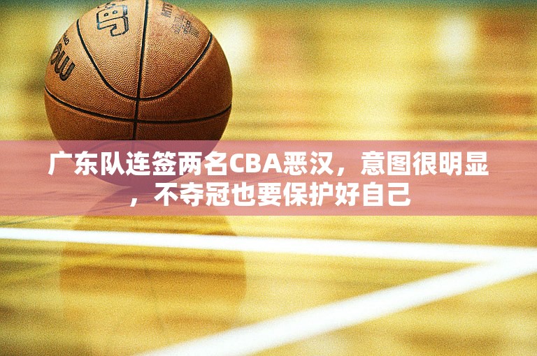 广东队连签两名CBA恶汉，意图很明显，不夺冠也要保护好自己