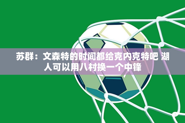 苏群：文森特的时间都给克内克特吧 湖人可以用八村换一个中锋