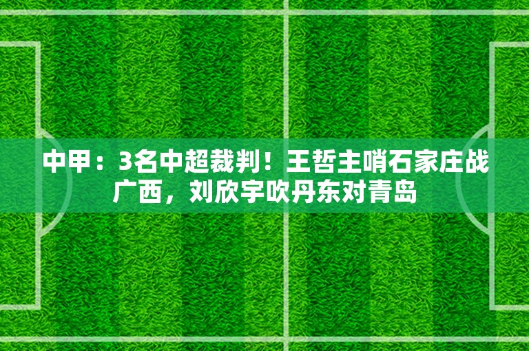 中甲：3名中超裁判！王哲主哨石家庄战广西，刘欣宇吹丹东对青岛